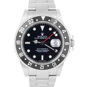 UNPOLISHED Rolex GMT-Master II Black PAPERS Red Steel NO-HOLES 40mm 16710 B P