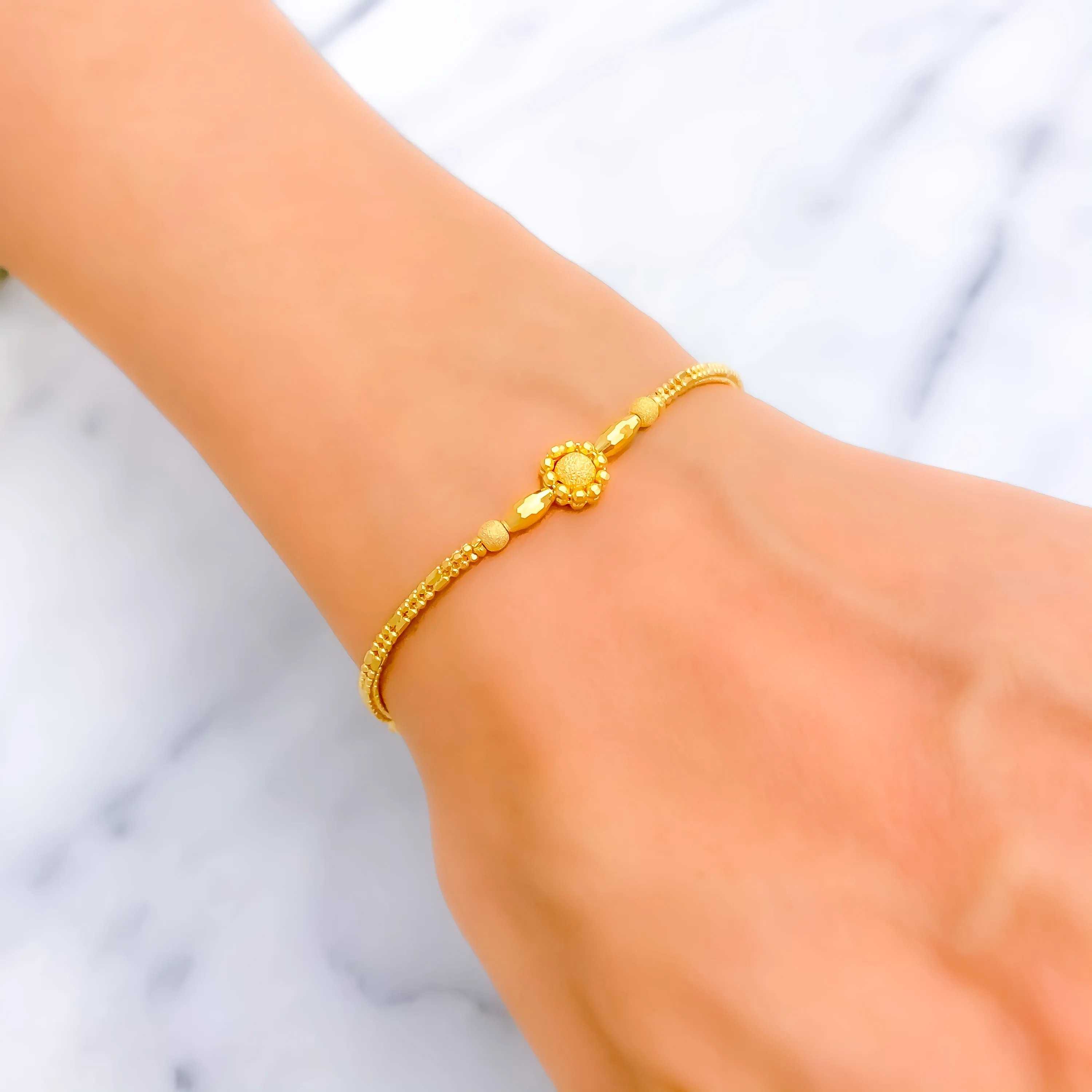 Upscale Multi-Bead 22K Gold Bracelet