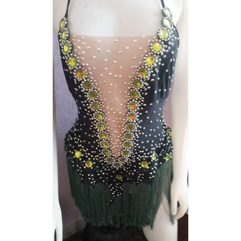 V Cut Fringes Samba Body Suit One Piece