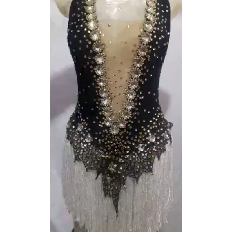 V Cut Fringes Samba Body Suit One Piece