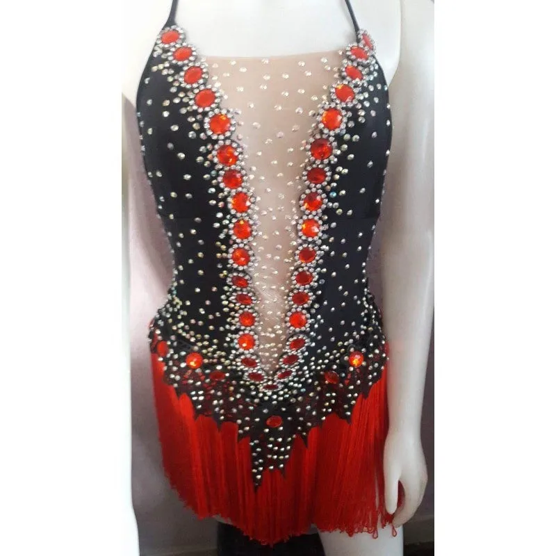 V Cut Fringes Samba Body Suit One Piece