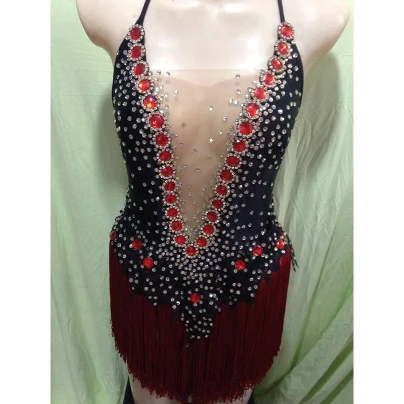 V Cut Fringes Samba Body Suit One Piece