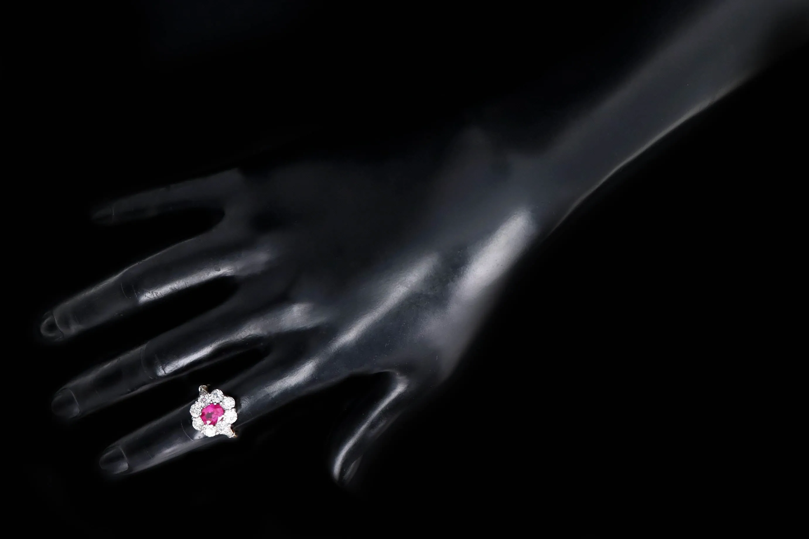 Victorian Inspired 18K Yellow Gold & Platinum 1.14 Carat Natural Burma Ruby & Old European Cut Diamond Ring GIA Certified
