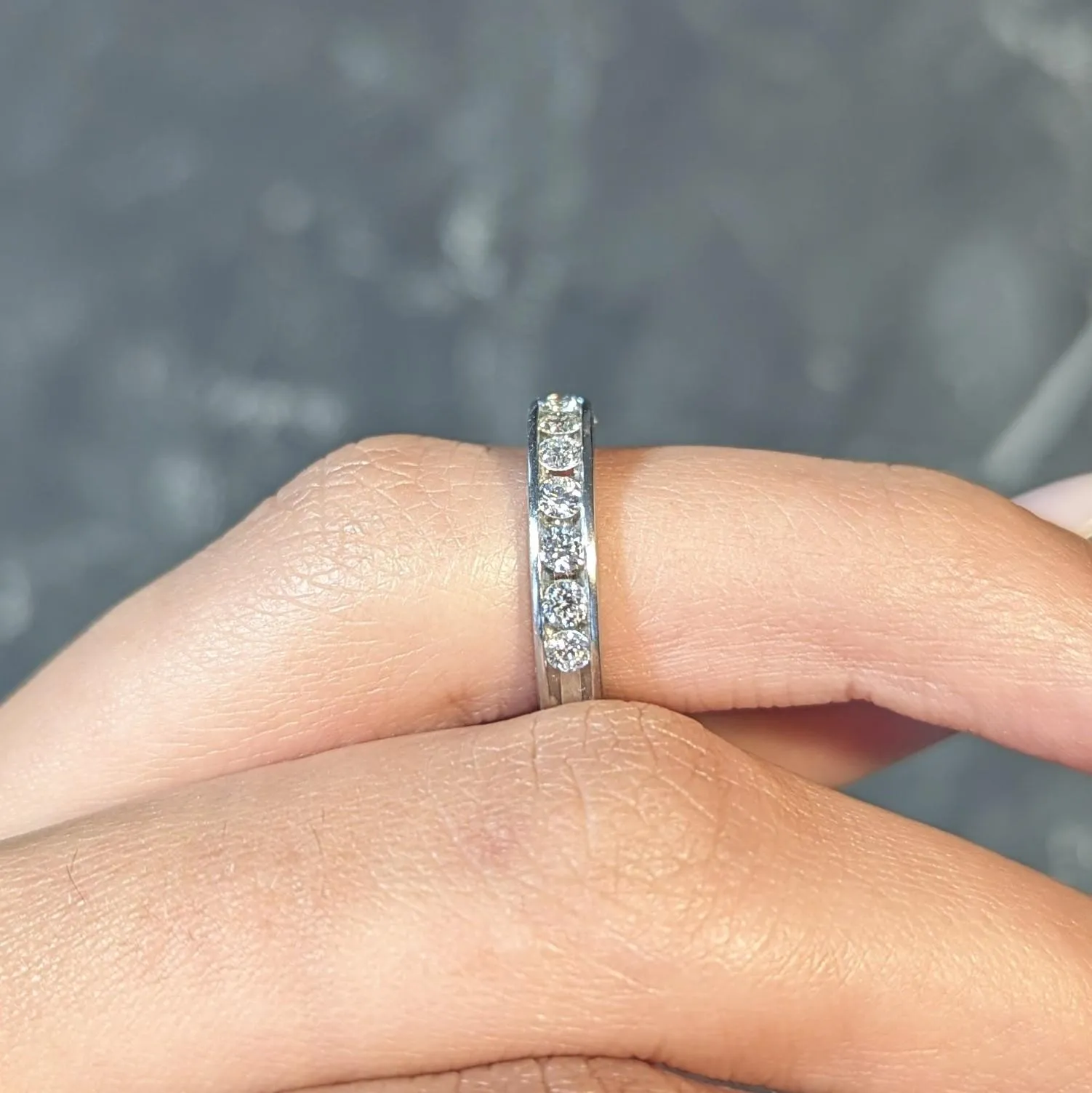 Vintage 0.50 Carat Diamond Platinum Channel Wedding Band Ring