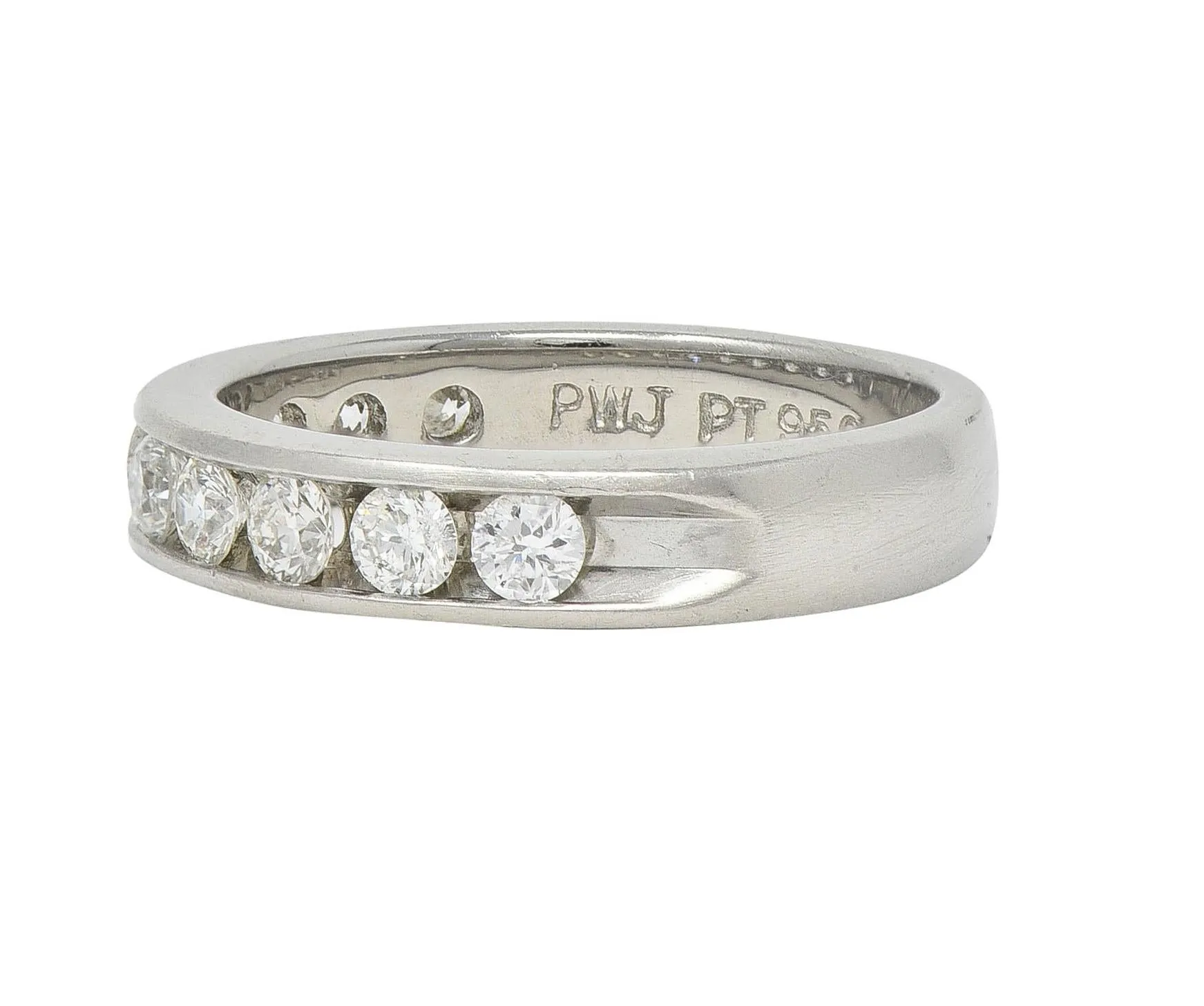 Vintage 0.50 Carat Diamond Platinum Channel Wedding Band Ring