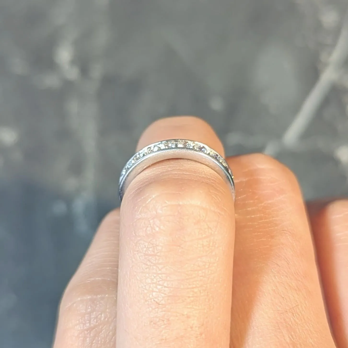 Vintage 0.50 Carat Diamond Platinum Channel Wedding Band Ring