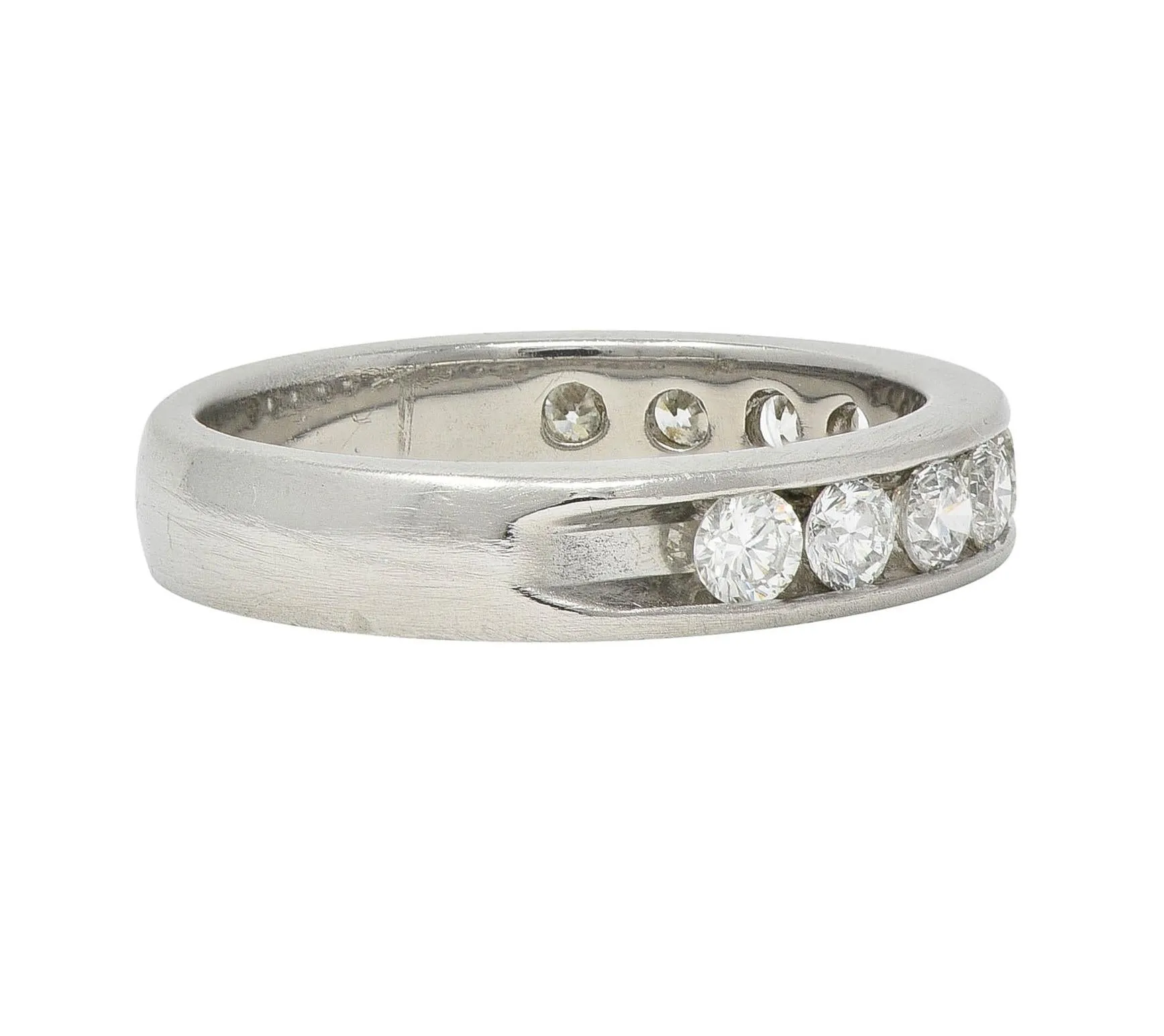 Vintage 0.50 Carat Diamond Platinum Channel Wedding Band Ring