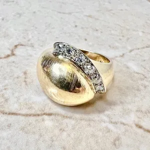 Vintage 14 Karat Yellow Gold 0.45 Carat Diamond Dome Ring