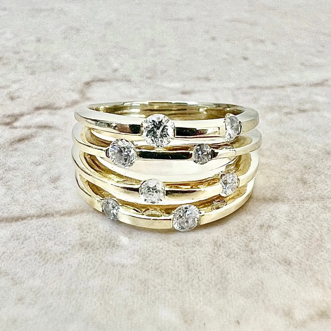 Vintage 14 Karat Yellow Gold 1/2 Carat Diamond Band Ring
