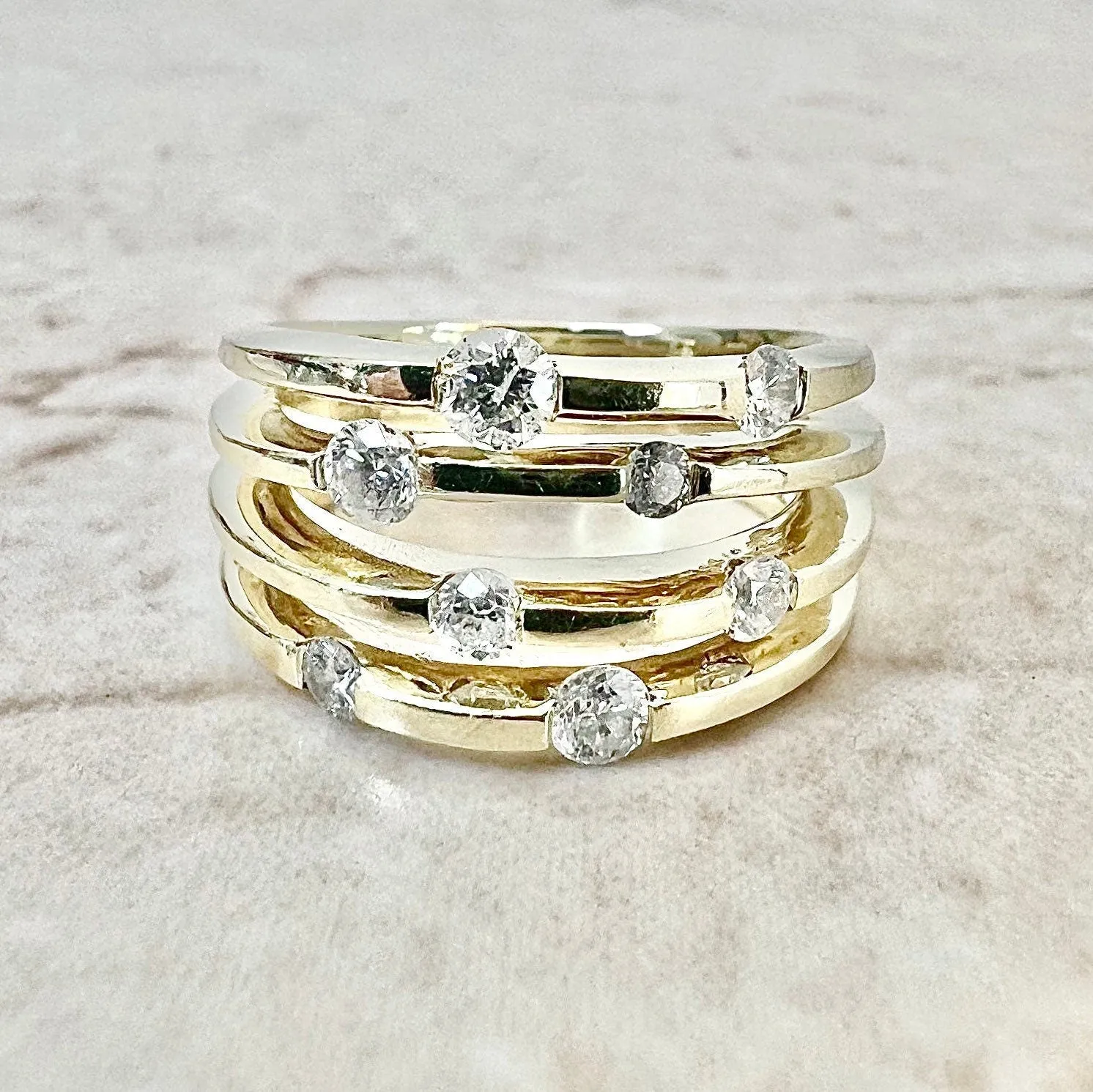 Vintage 14 Karat Yellow Gold 1/2 Carat Diamond Band Ring