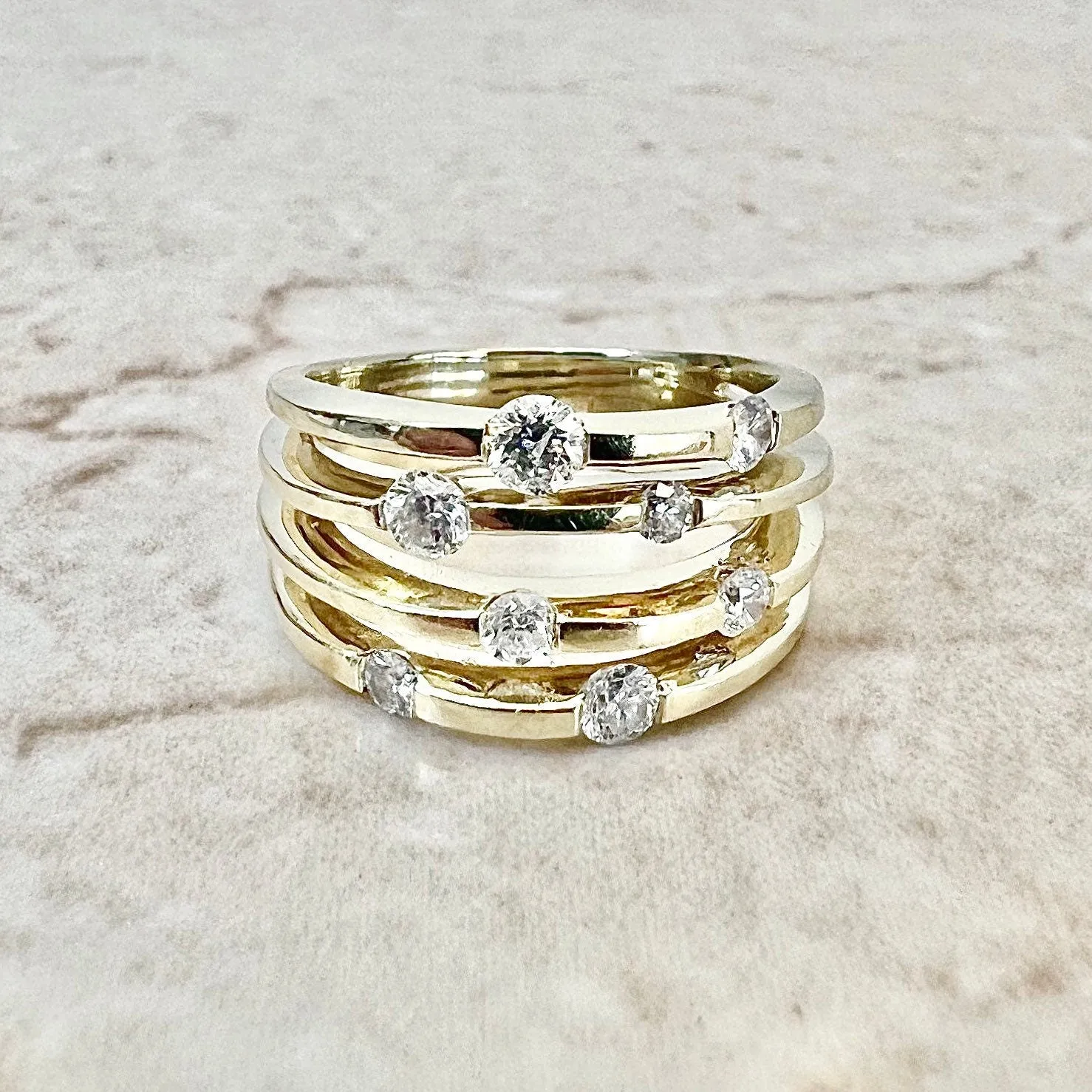 Vintage 14 Karat Yellow Gold 1/2 Carat Diamond Band Ring