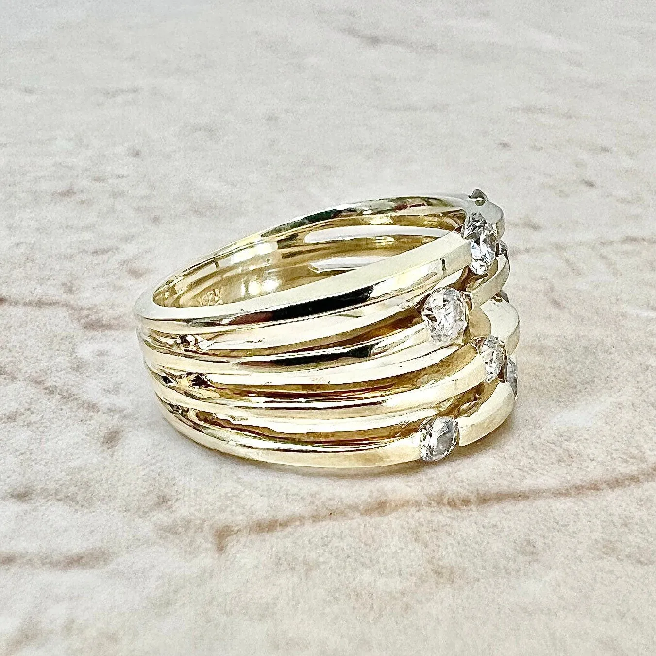 Vintage 14 Karat Yellow Gold 1/2 Carat Diamond Band Ring