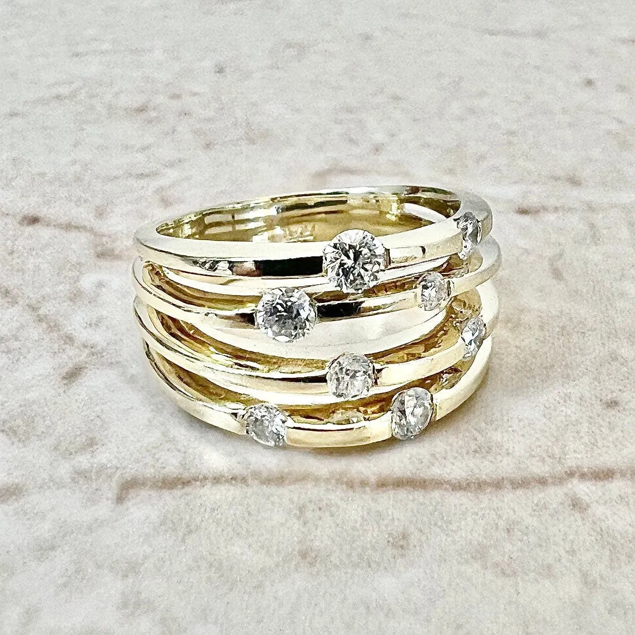 Vintage 14 Karat Yellow Gold 1/2 Carat Diamond Band Ring