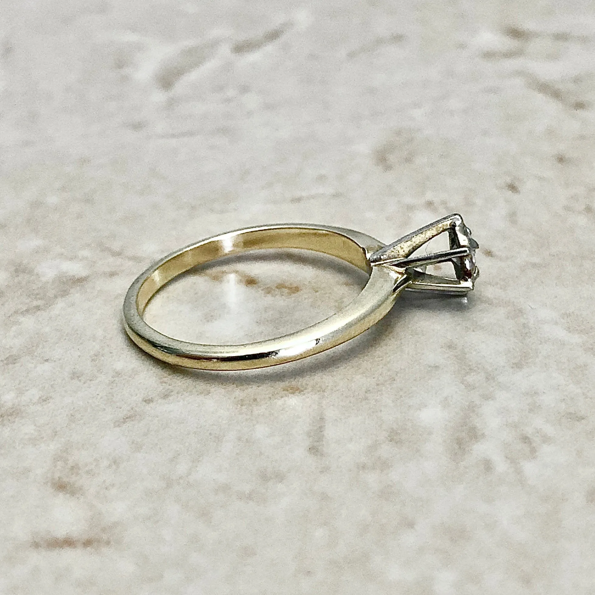 Vintage 14 Karat Yellow Gold Illusion Diamond Solitaire Engagement Ring