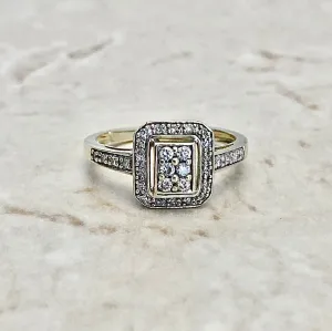 Vintage 14 Karat Yellow Gold Pave Diamond Cluster Ring