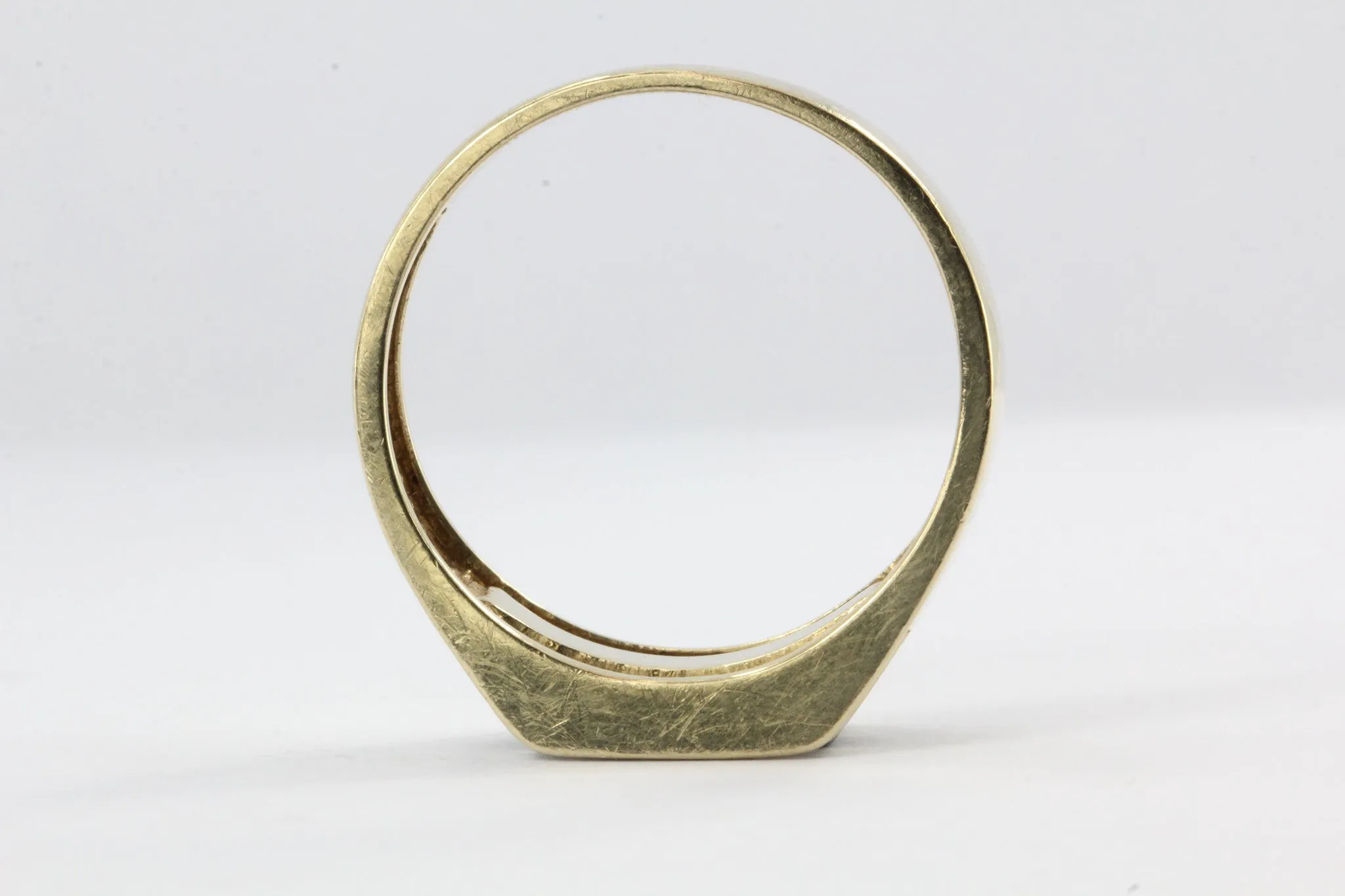 Vintage 14k Gold Diamond & Inlaid Black Onyx Ring 1 CTW