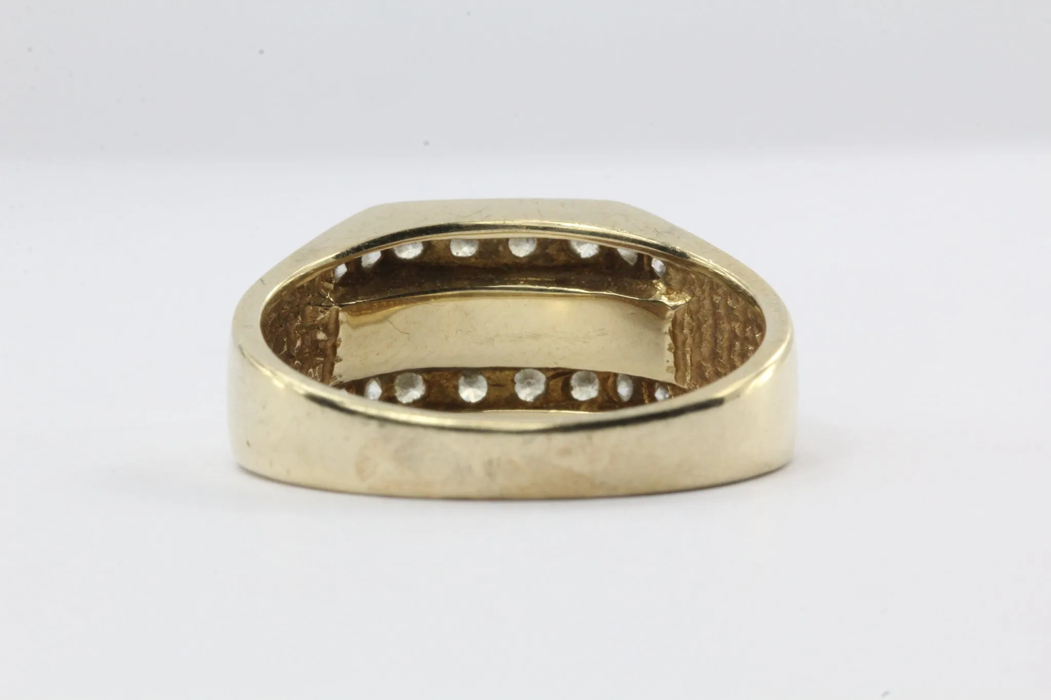 Vintage 14k Gold Diamond & Inlaid Black Onyx Ring 1 CTW