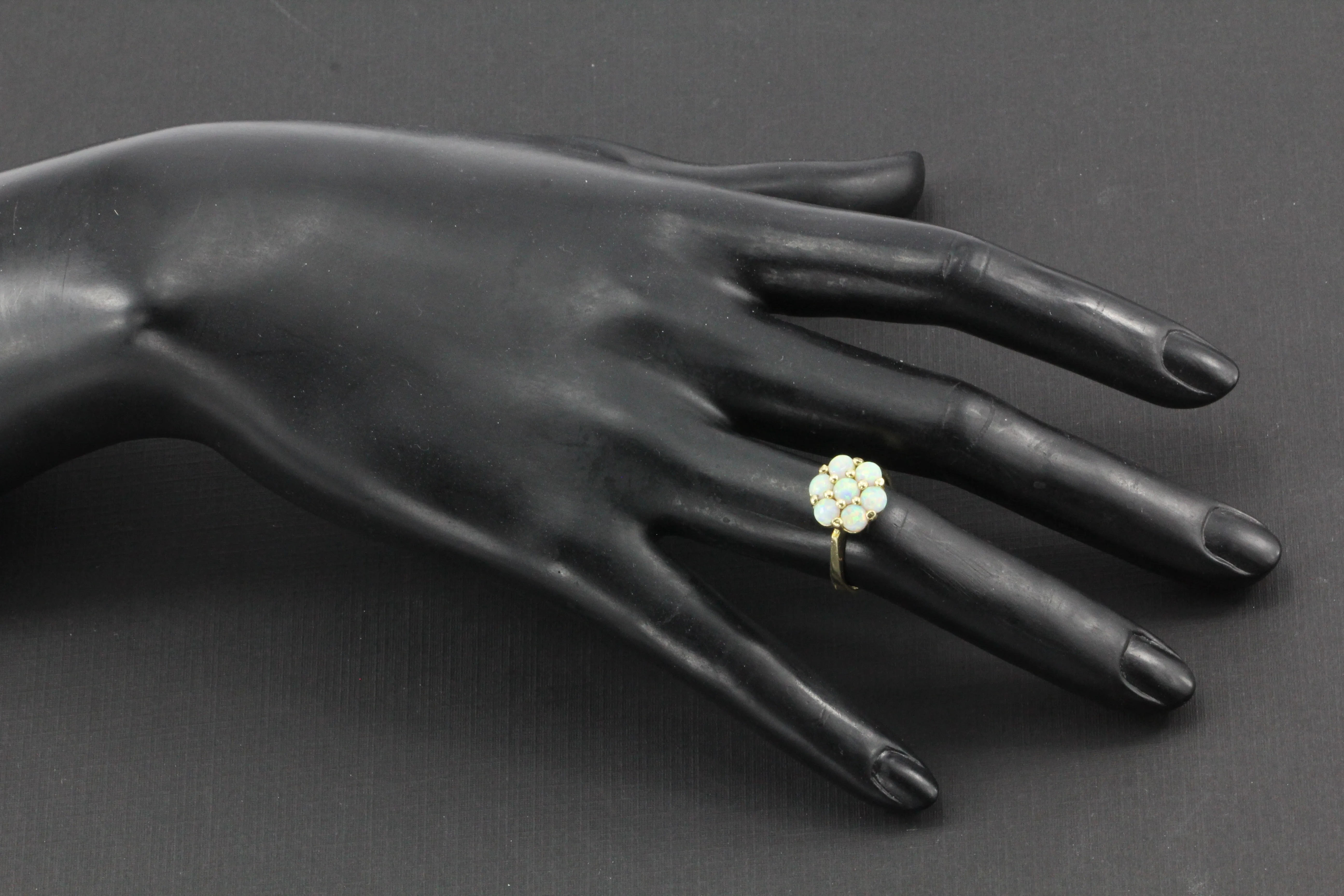 Vintage 14K Gold Opal Cluster Ring 1 CTW