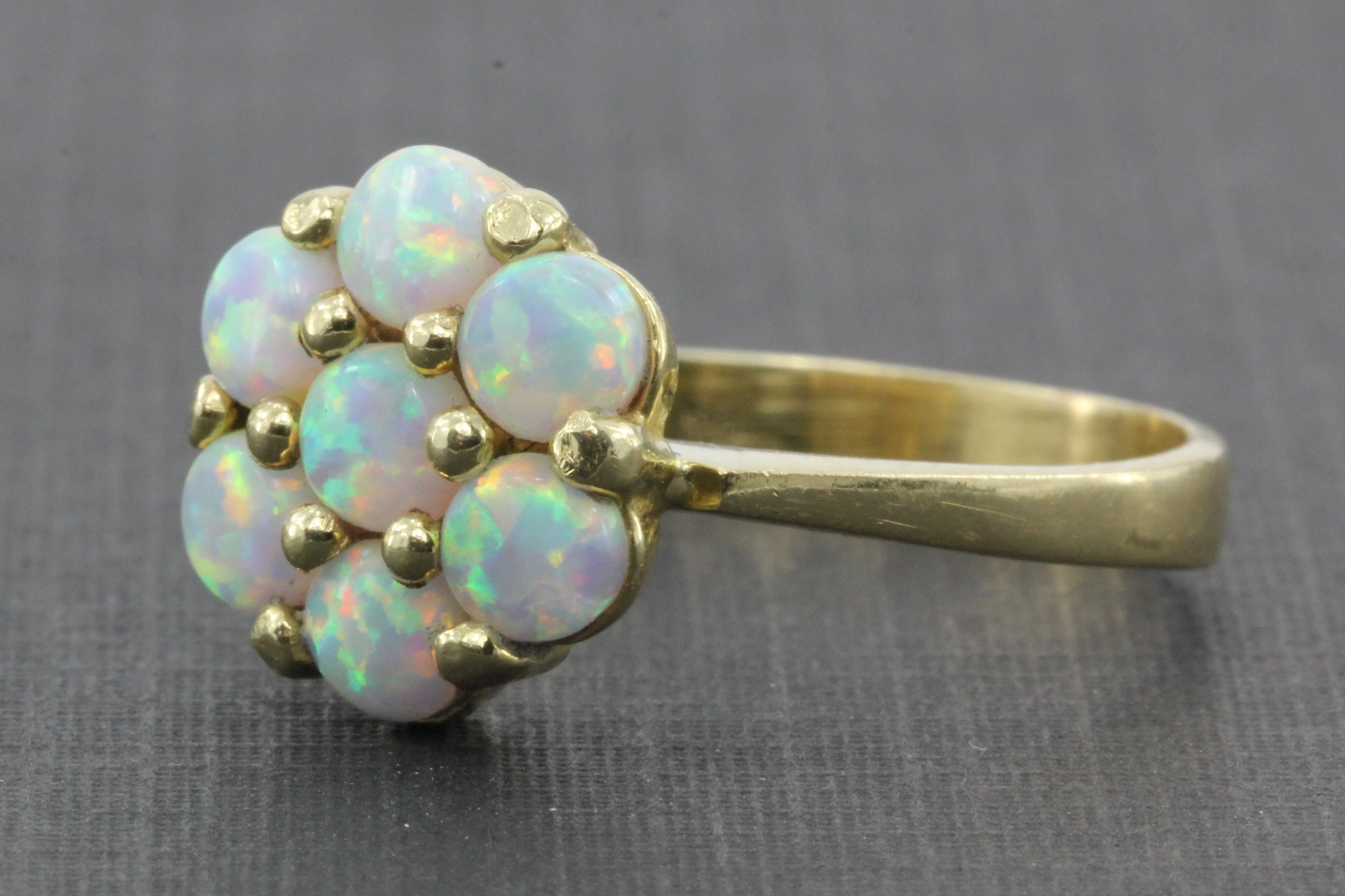 Vintage 14K Gold Opal Cluster Ring 1 CTW