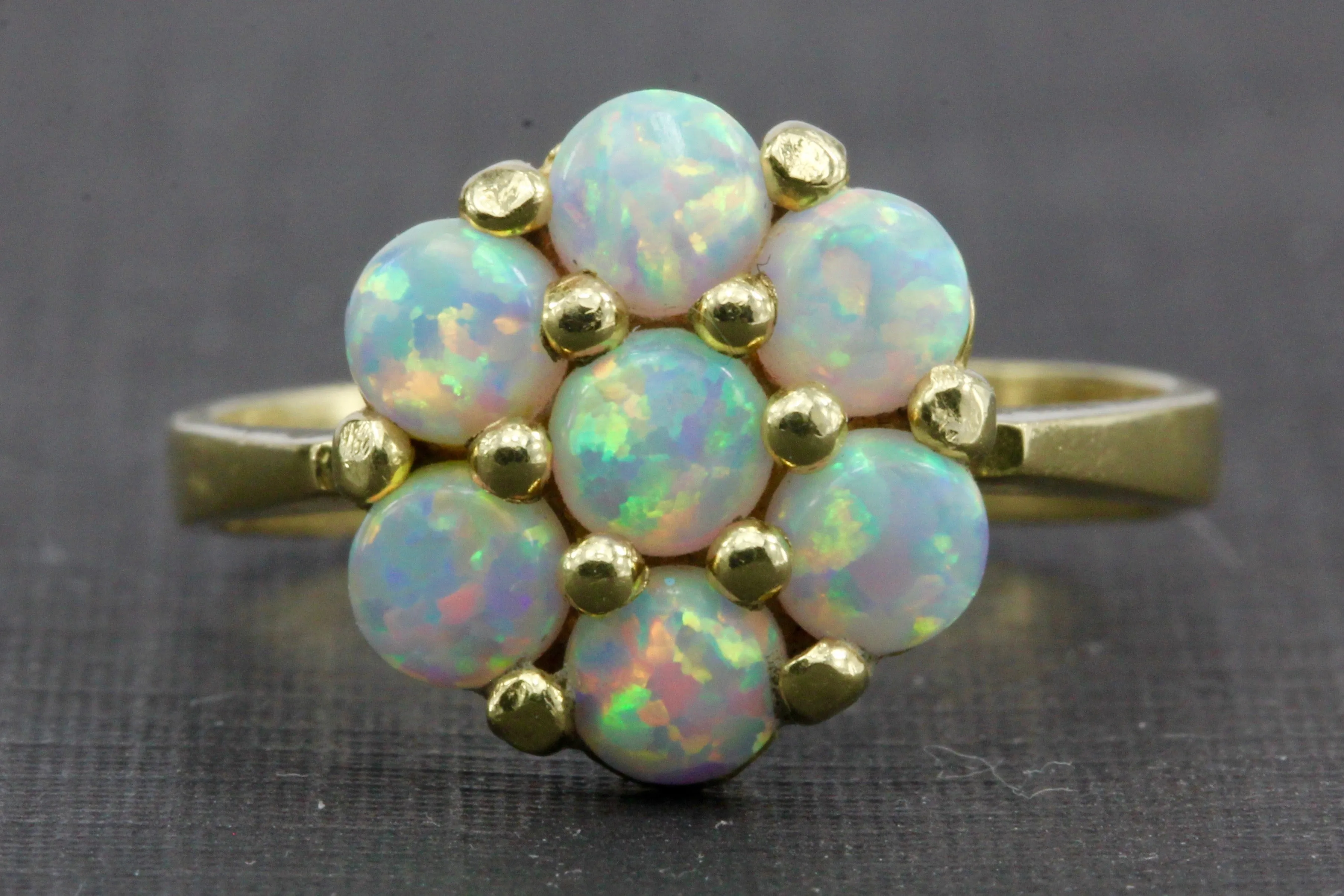 Vintage 14K Gold Opal Cluster Ring 1 CTW