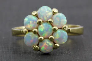 Vintage 14K Gold Opal Cluster Ring 1 CTW