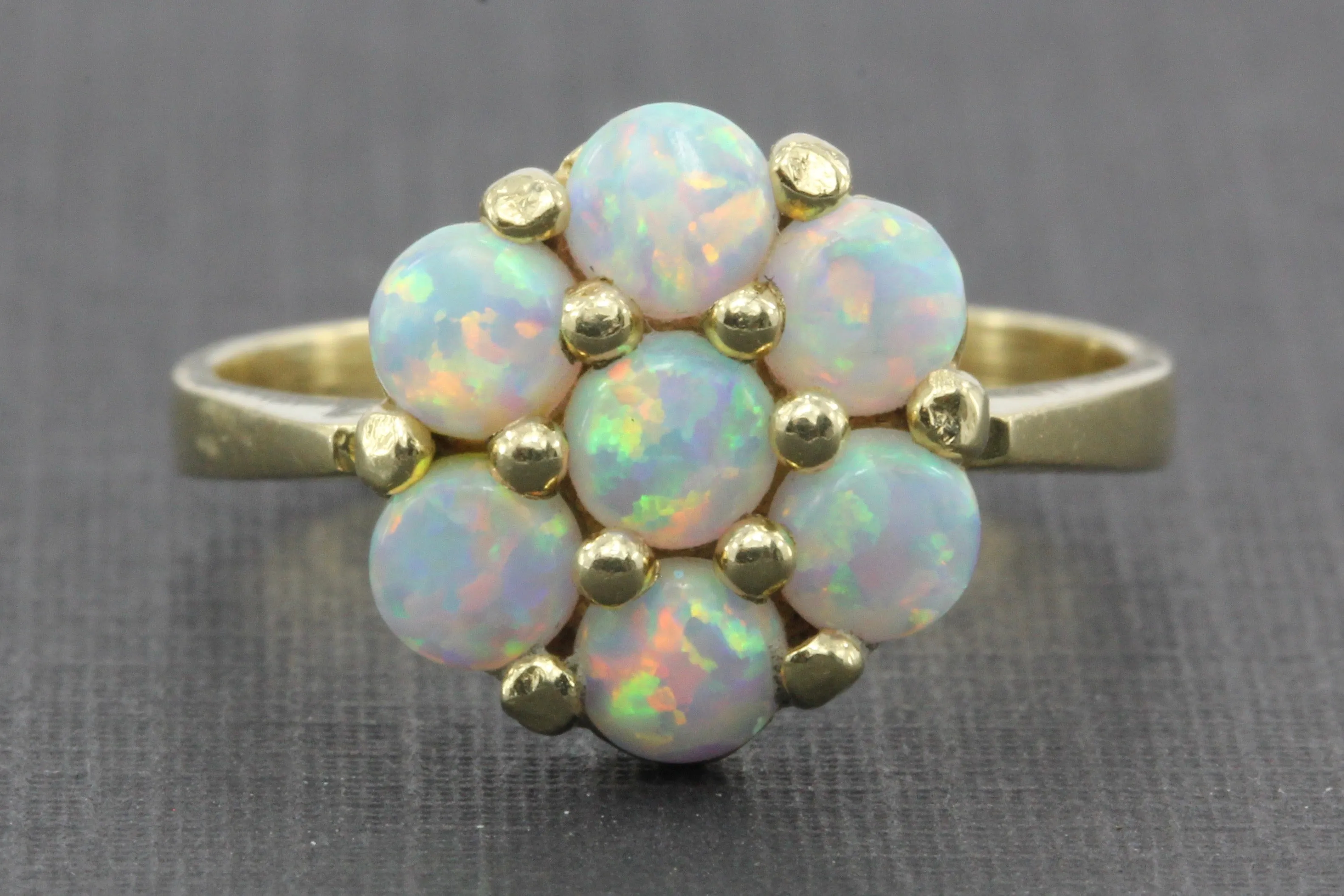 Vintage 14K Gold Opal Cluster Ring 1 CTW