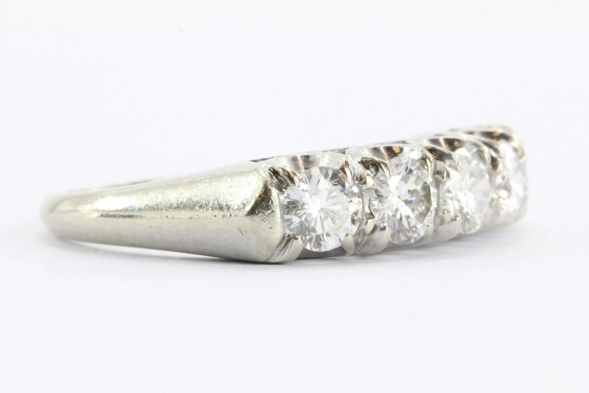 Vintage 14K White Gold 1.25 CTW Diamond Wedding Ring