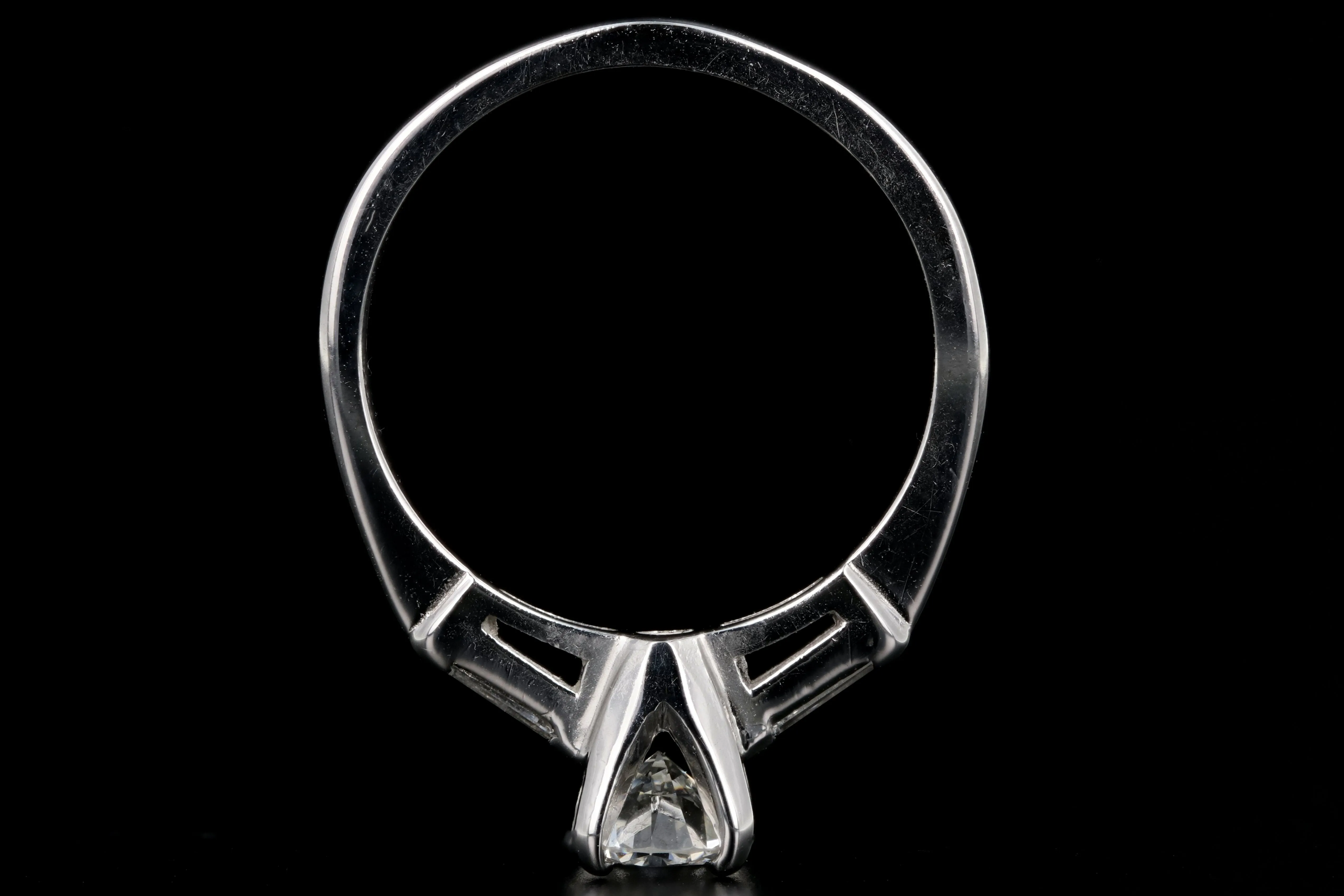 Vintage 14K White Gold .65 Carat Transition Cut Diamond Ring