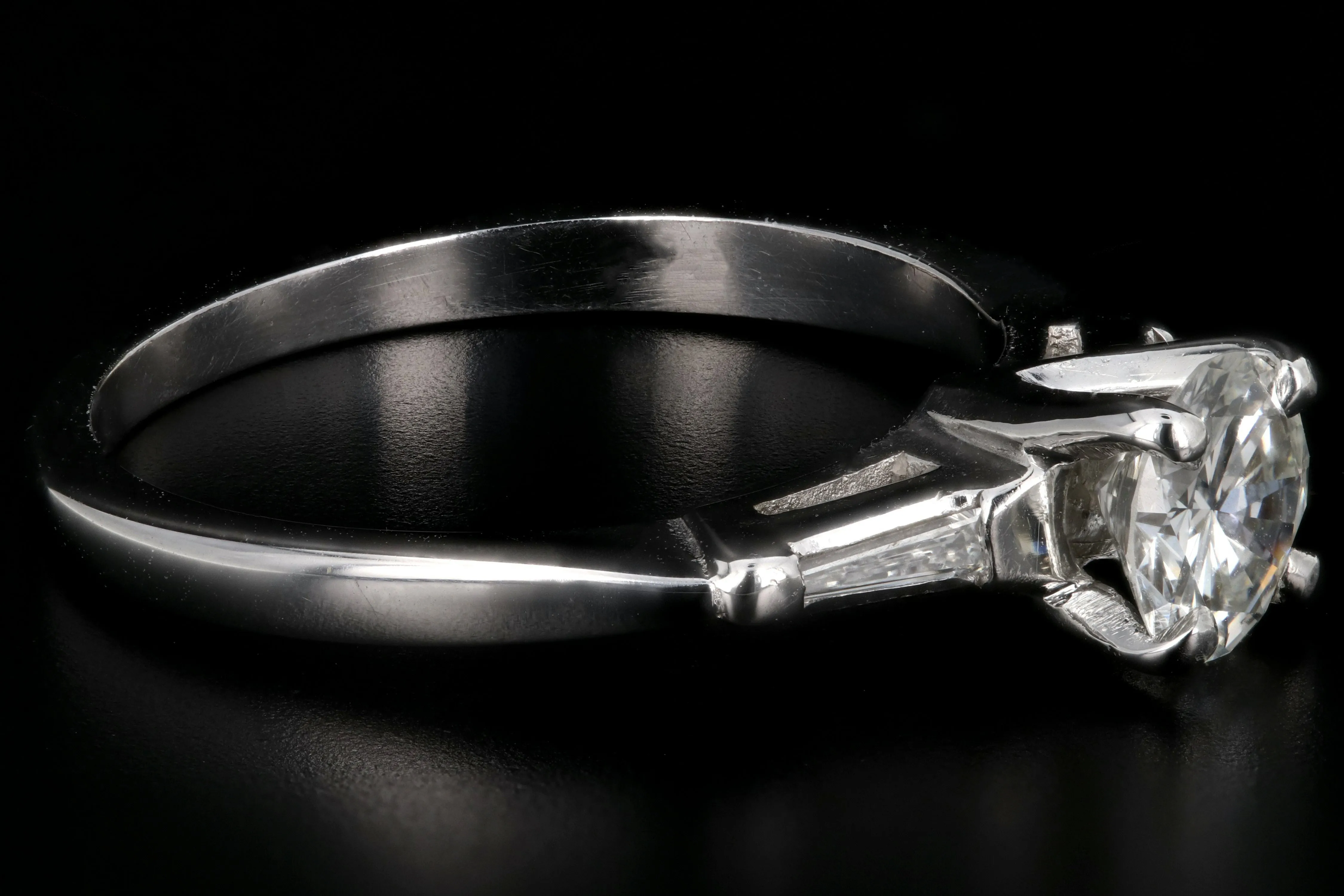 Vintage 14K White Gold .65 Carat Transition Cut Diamond Ring