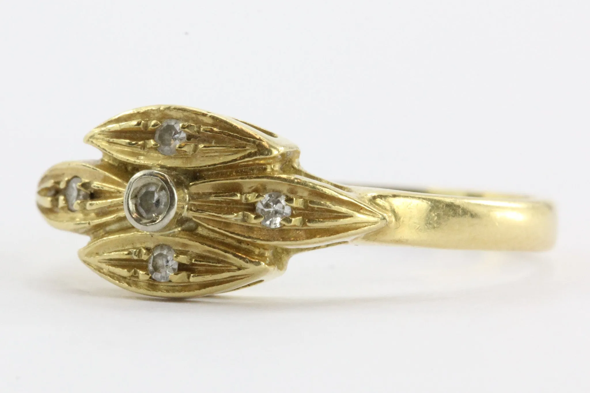 Vintage 18K Gold & Single Cut Diamond Italian Ring