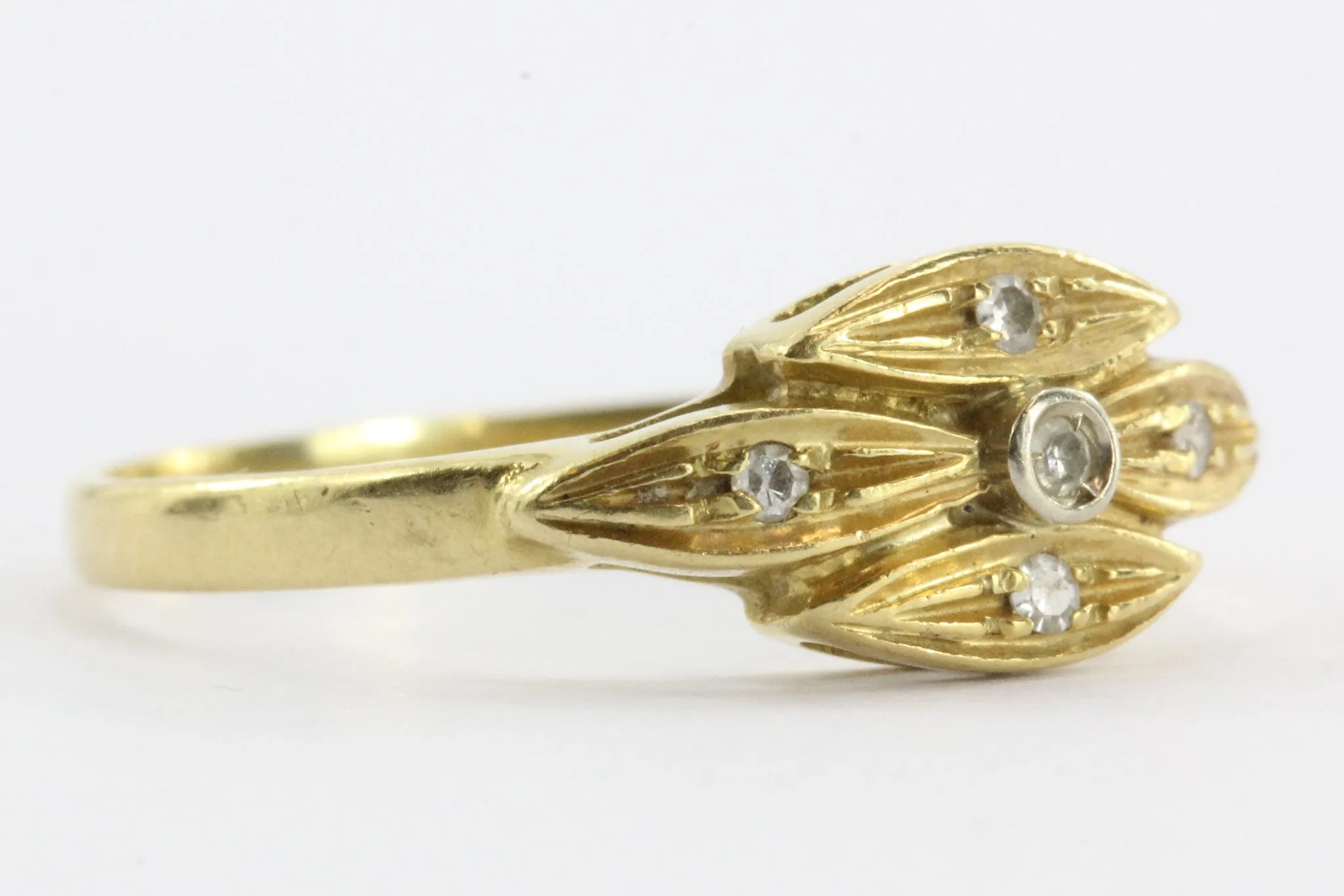 Vintage 18K Gold & Single Cut Diamond Italian Ring