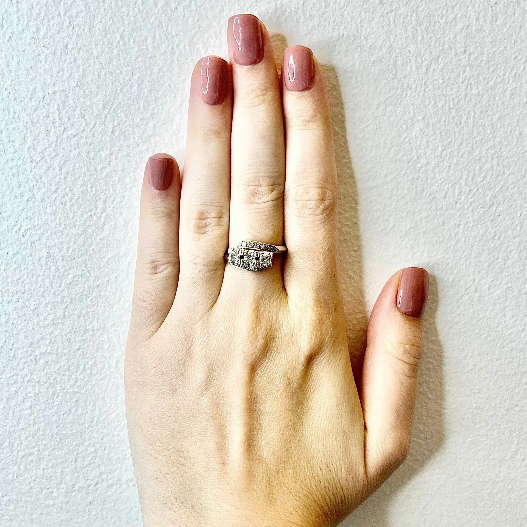 Vintage 1940’s 14 Karat White Gold 0.65 Carat Diamond Three-Stone Ring