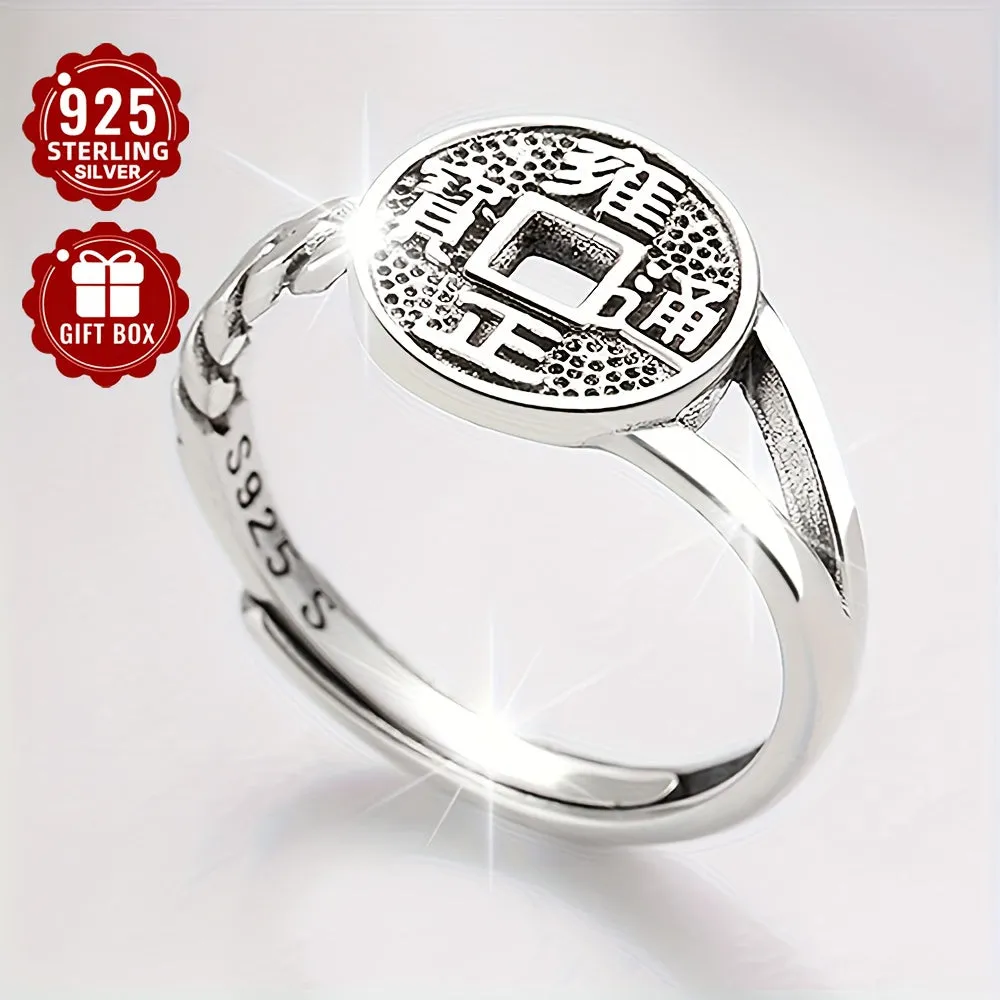 Vintage 925 Silver Rings with Copper Coin Adjustable