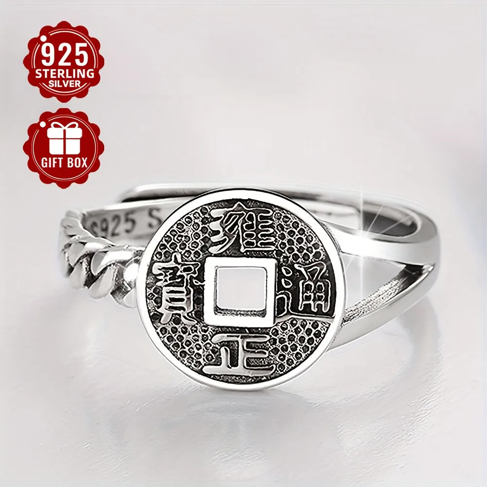 Vintage 925 Silver Rings with Copper Coin Adjustable