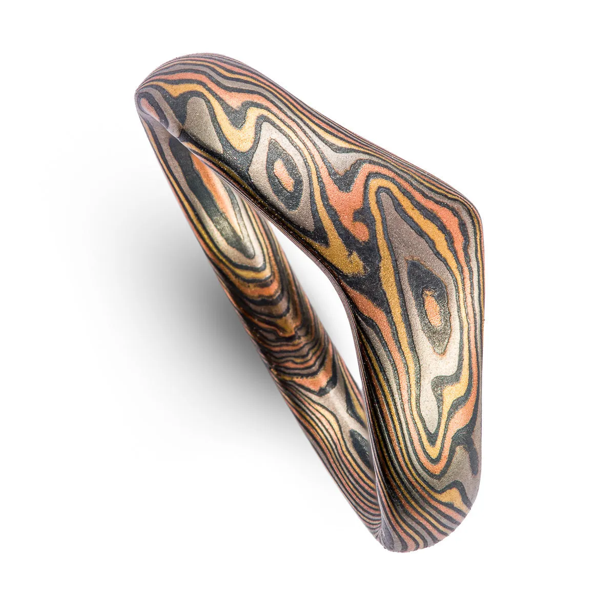 Vintage Aesthetic Contoured Band in Twist Pattern and Firestorm Palette