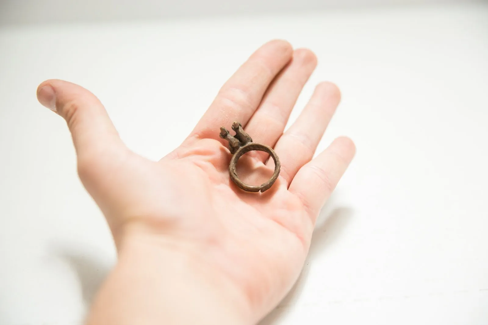 Vintage African Bronze Double Bird Ring