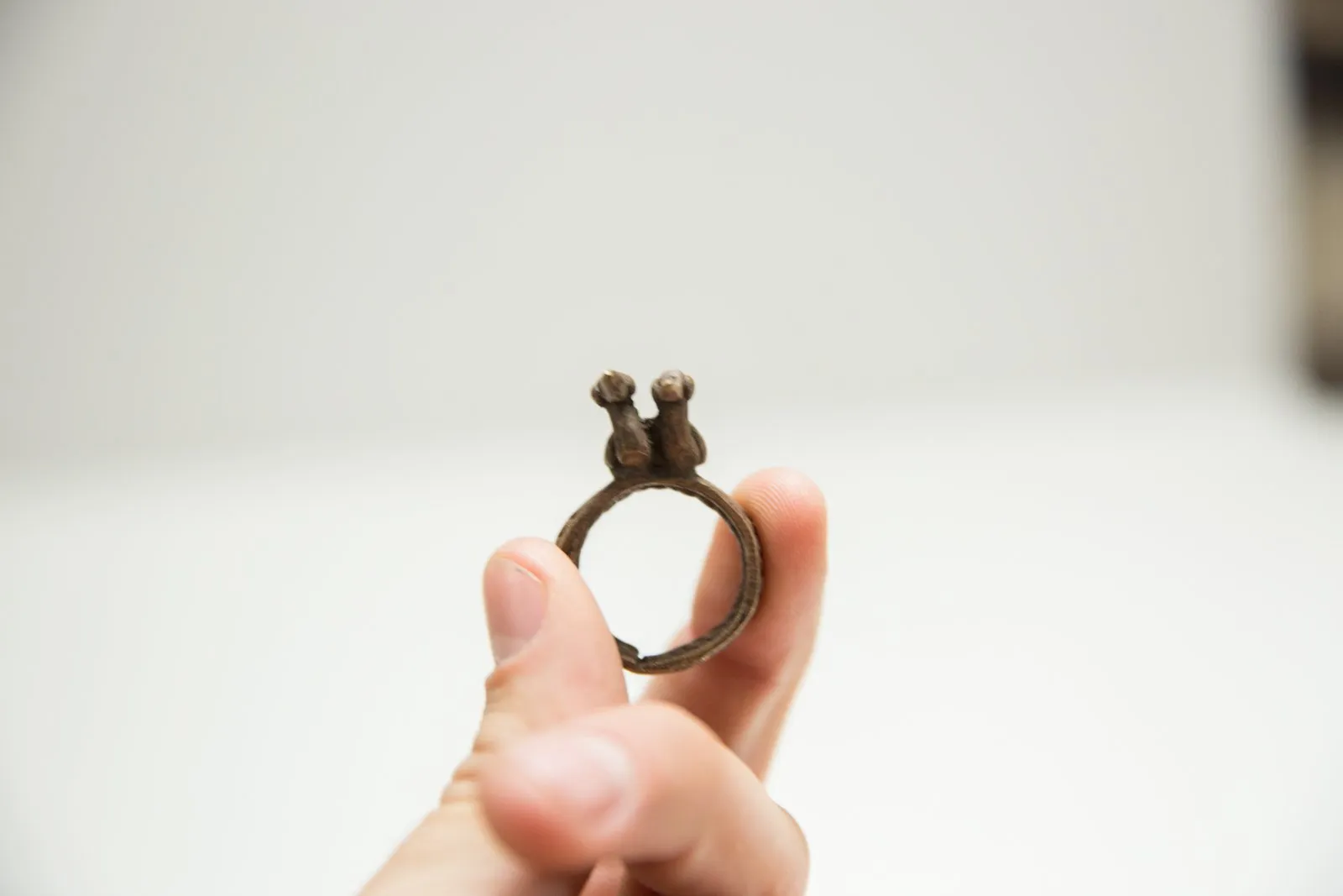 Vintage African Bronze Double Bird Ring