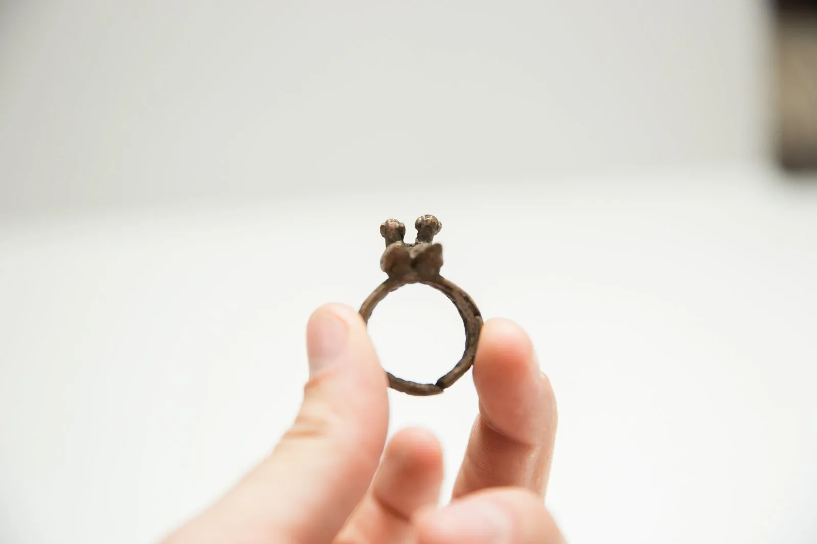 Vintage African Bronze Double Bird Ring