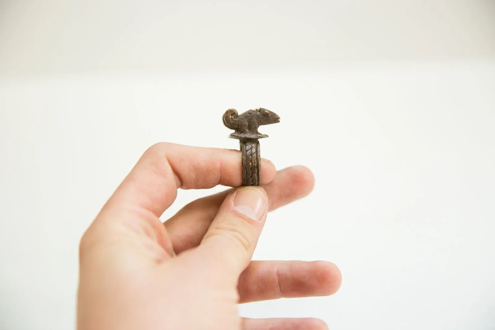 Vintage African Bronze Double Chameleon Ring