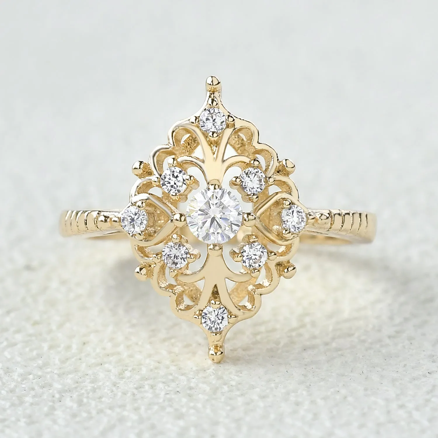 Vintage Art Deco Moissanite Engagement Ring