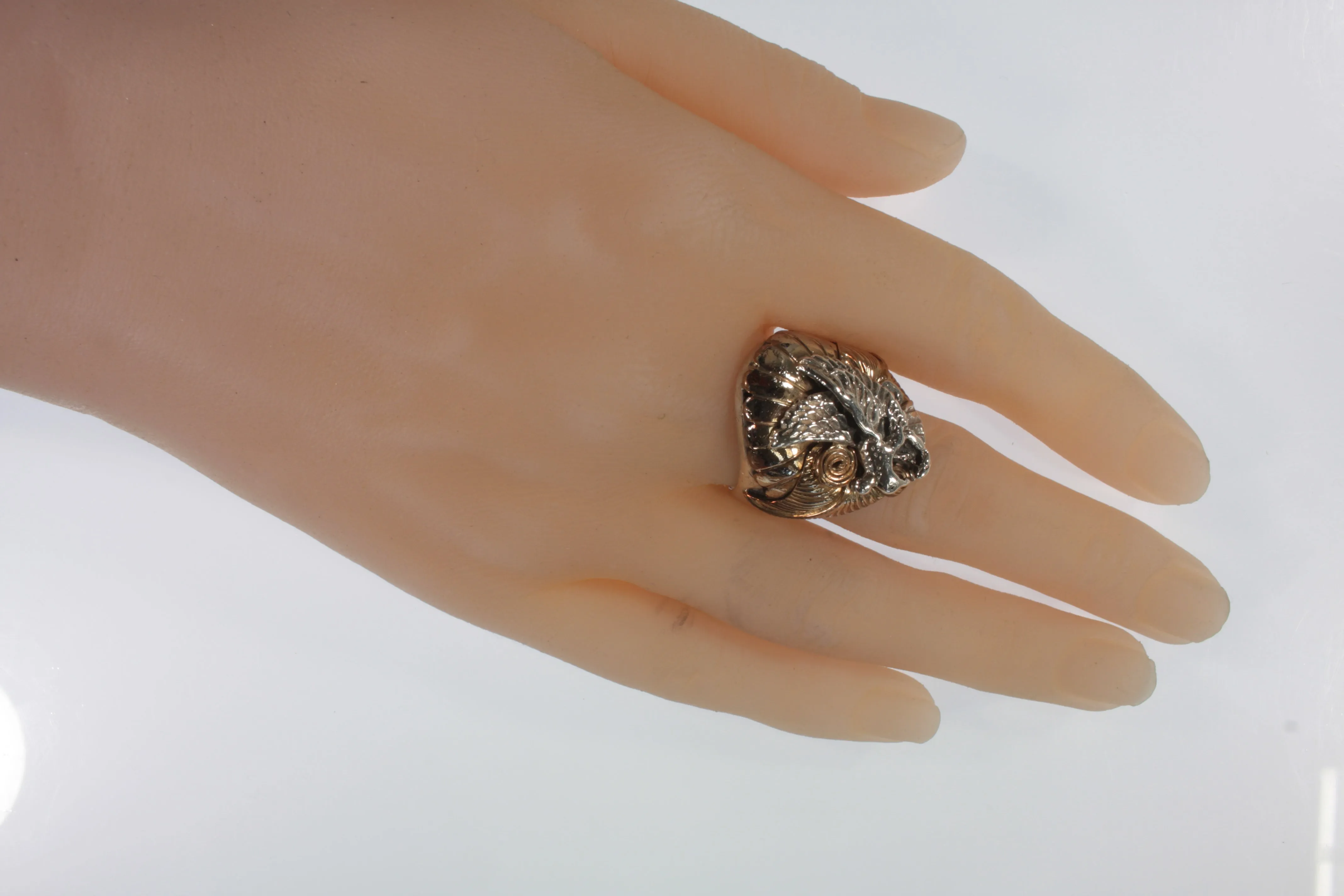 Vintage Bald Eagle Sterling Silver w/ Gold Plate Ring SZ 10.5