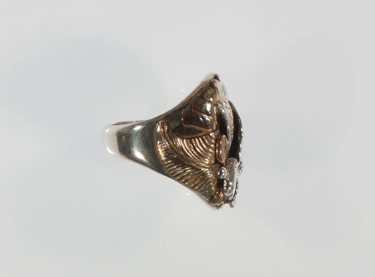 Vintage Bald Eagle Sterling Silver w/ Gold Plate Ring SZ 10.5