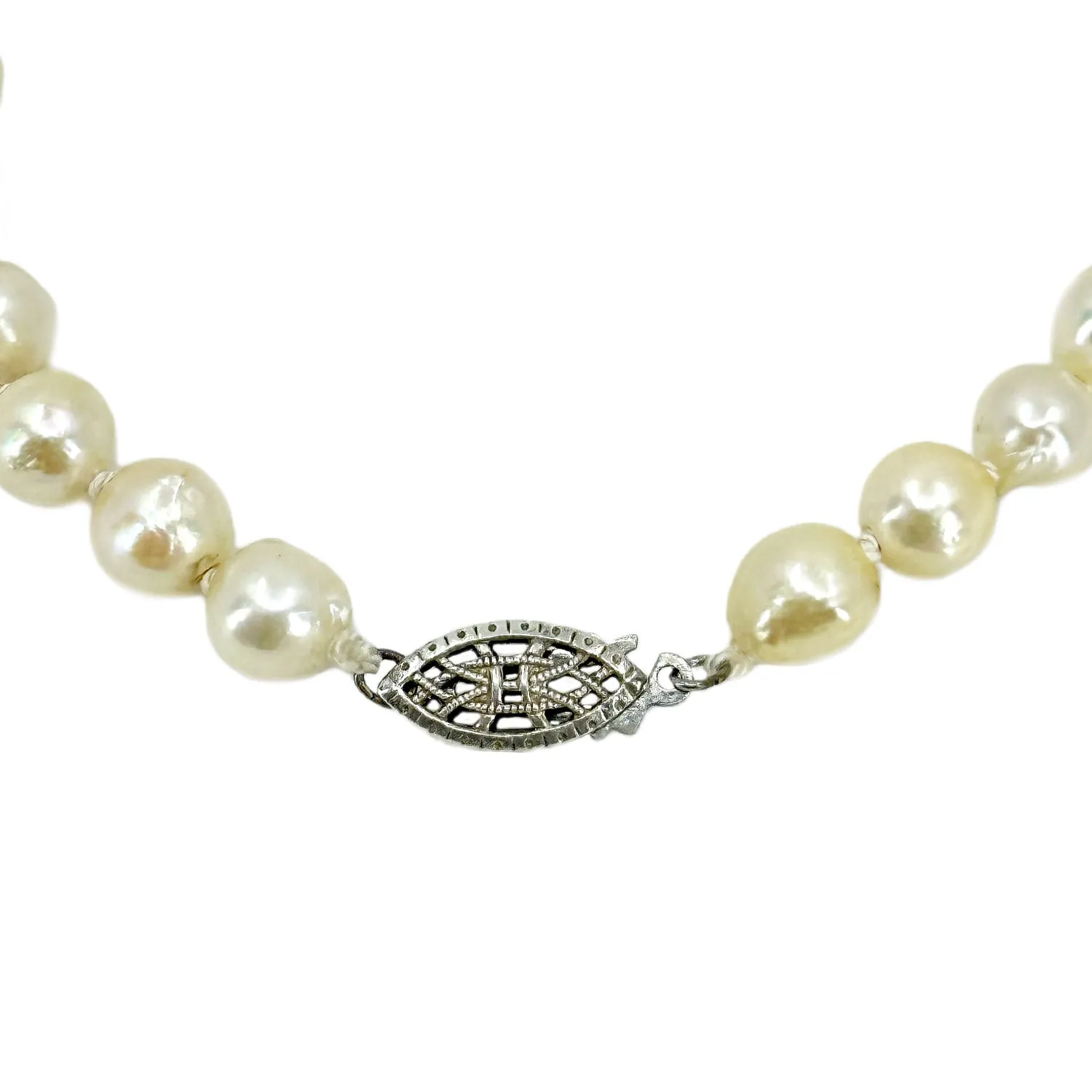 Vintage Baroque Filigree Japanese Saltwater Akoya Cultured Pearl Bracelet- Sterling Silver
