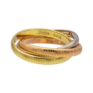 Vintage Cartier 18K Gold Ribbed Trinity Rolling Band Ring Size 6.5 Circa 1980's