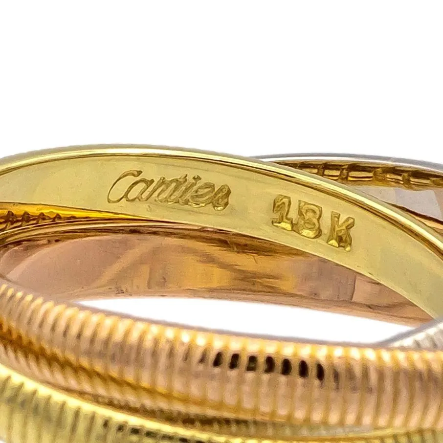 Vintage Cartier 18K Gold Ribbed Trinity Rolling Band Ring Size 6.5 Circa 1980's