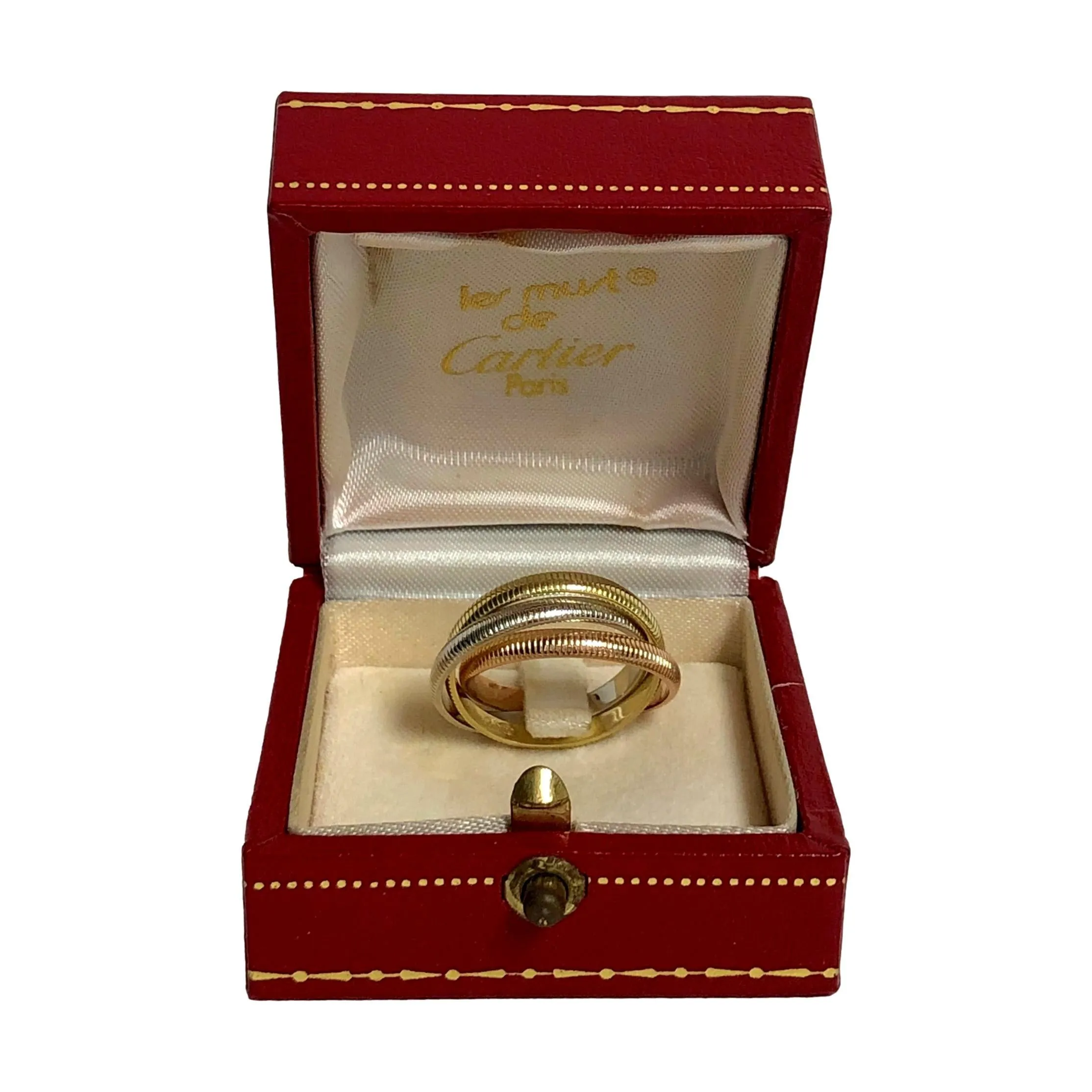 Vintage Cartier 18K Gold Ribbed Trinity Rolling Band Ring Size 6.5 Circa 1980's