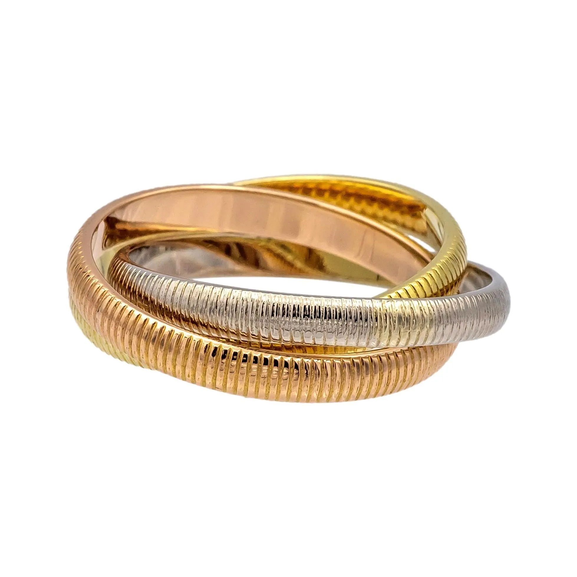 Vintage Cartier 18K Gold Ribbed Trinity Rolling Band Ring Size 6.5 Circa 1980's