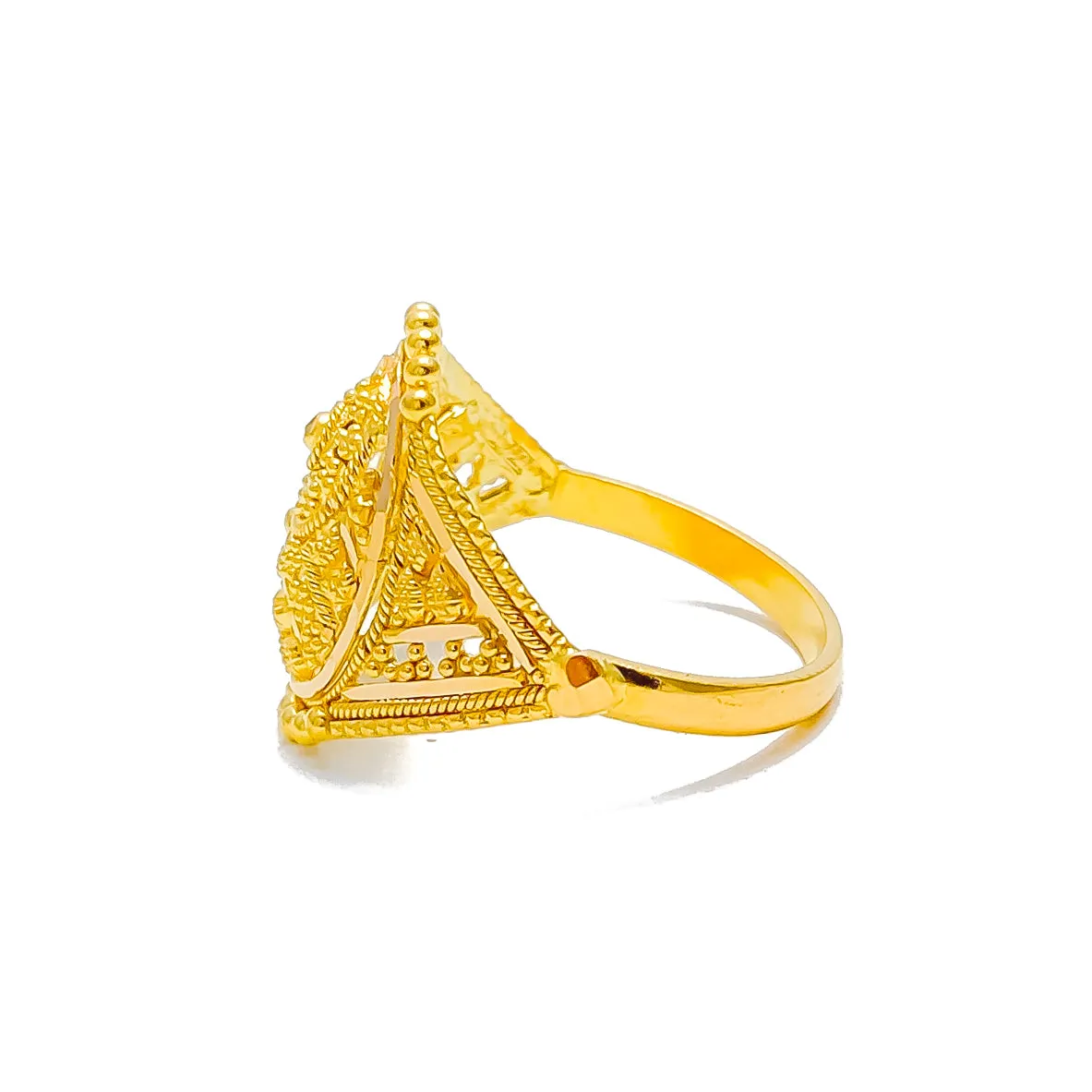 Vintage Charm Beaded Flower 22K Gold Ring