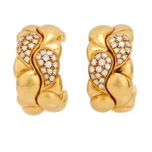 Vintage Chopard diamond 18k yellow gold braided hoop earrings