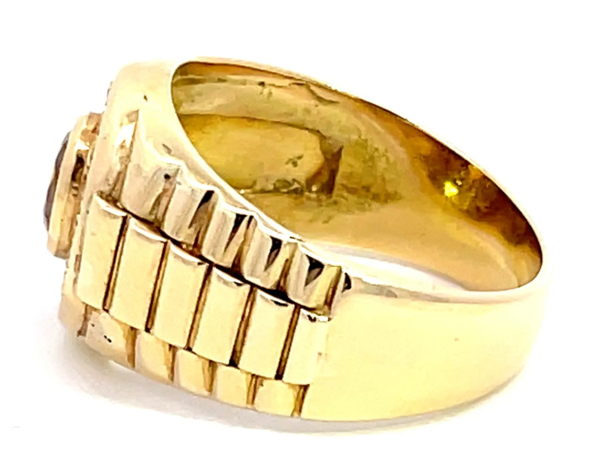 Vintage Citrine Diamond Halo Rolex Ring in 14k Yellow Gold